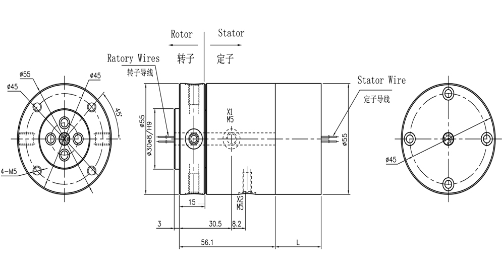 電氣滑環(huán)尺寸圖